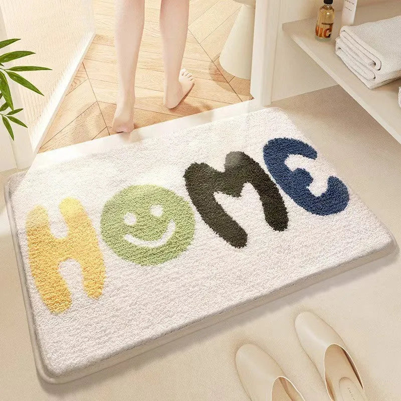 Cashmere carpet floor mat with plastic bottom in rainbow Sky Sea pattern