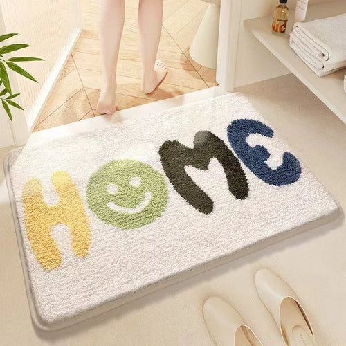 Cashmere carpet floor mat with plastic bottom in rainbow Sky Sea pattern