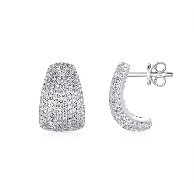 Geometric S925 sterling silver ear studs for women with hypoallergenic alloy construction