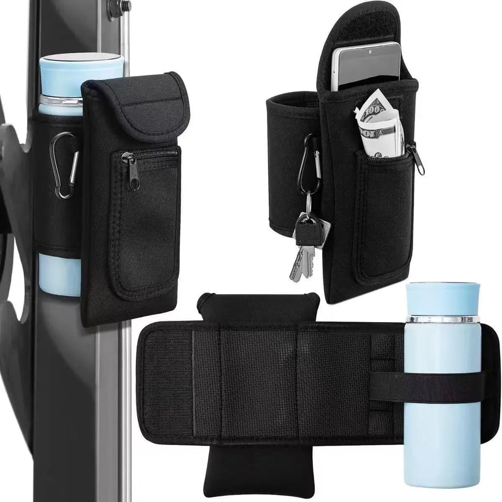 Fabric magnetic cup sleeve for water bottles in various colours including black, grey, pink, and blue