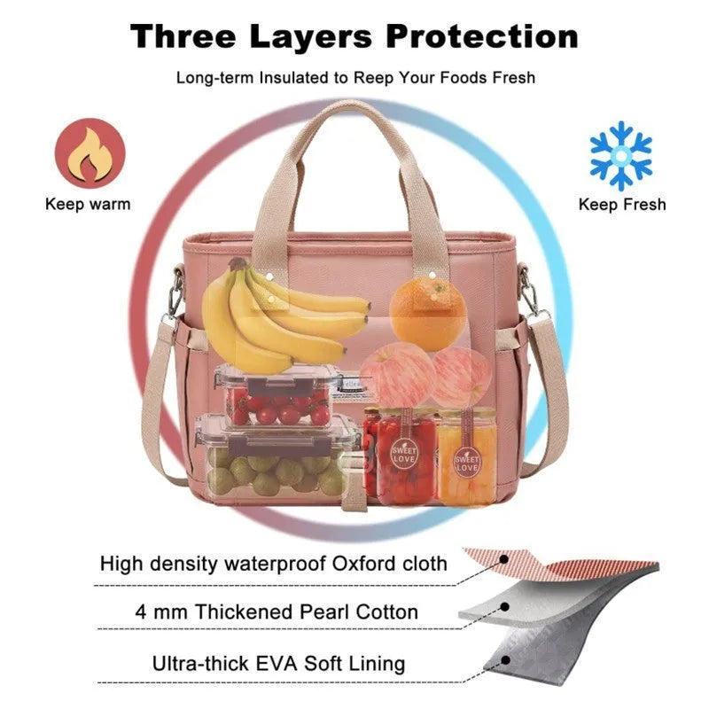 Black waterproof hiking picnic bag with removable shoulder strap and side pocket