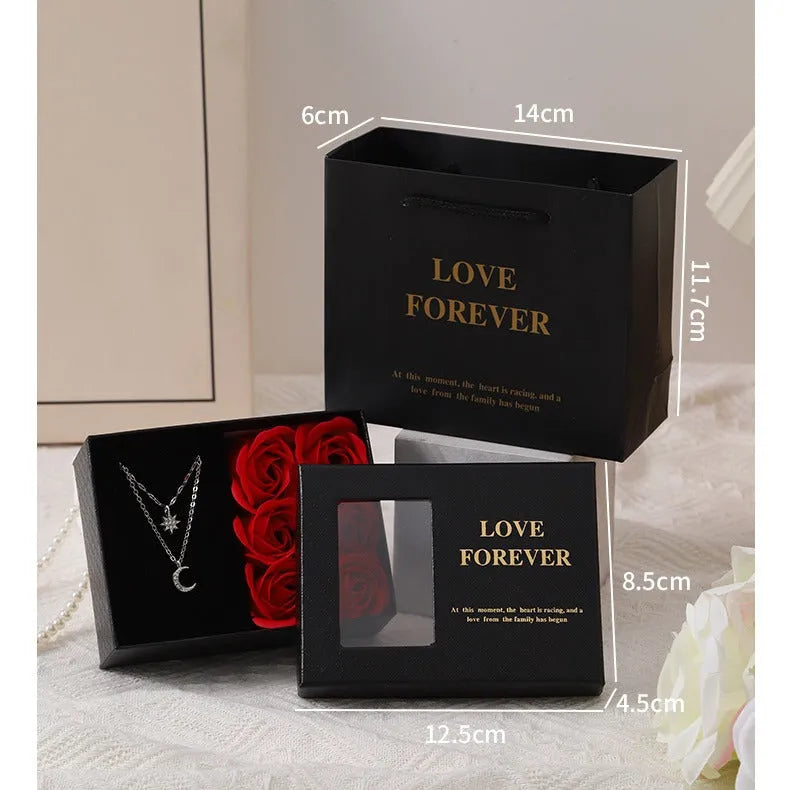 Korean style soap rose gift set with six flowers in presentation box