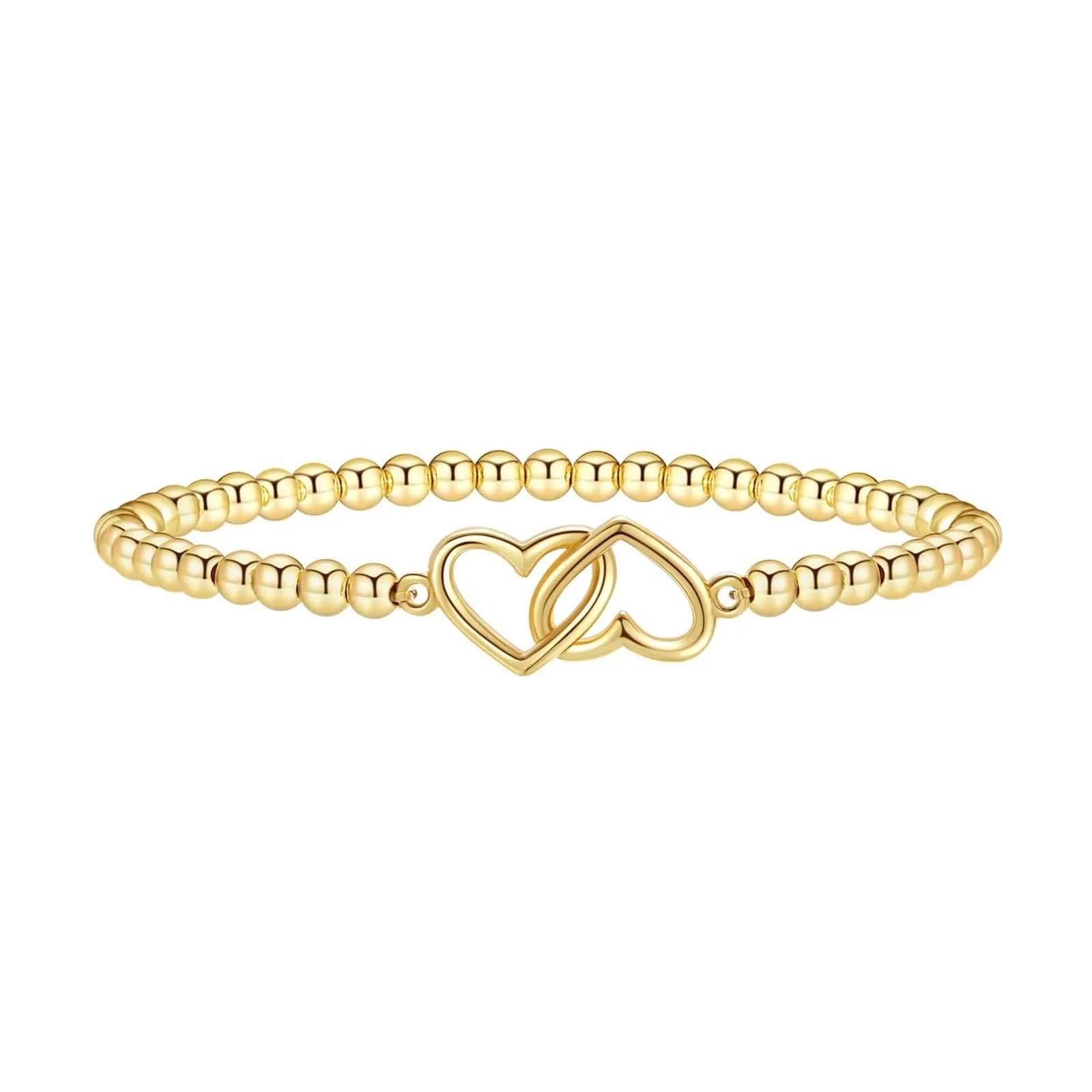 Women's adjustable stainless steel beaded bracelet with geometric round charm in six colour options