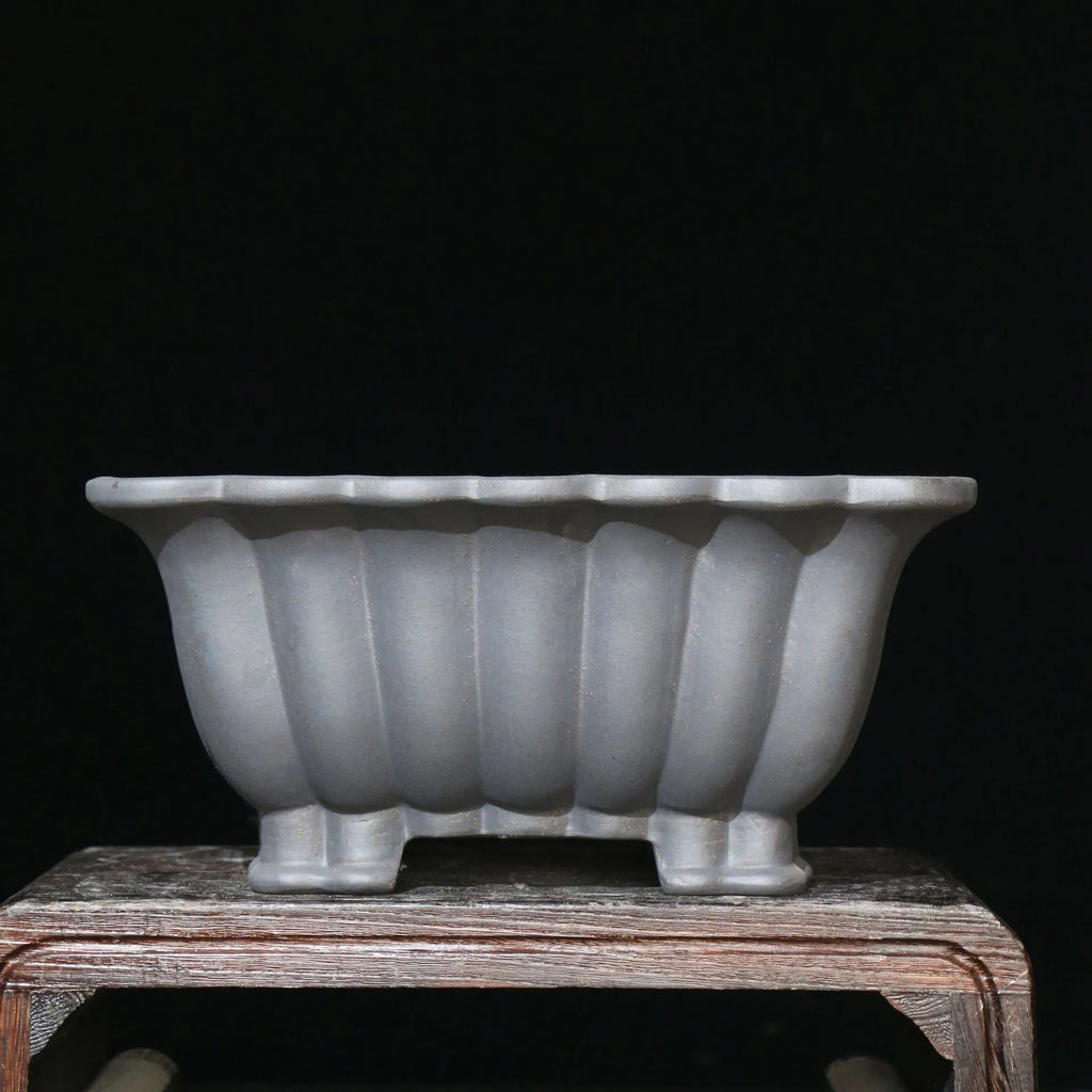 Square purple sand ceramic flower pot with classical design for desktop plant display
