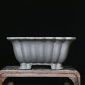 Square purple sand ceramic flower pot with classical design for desktop plant display