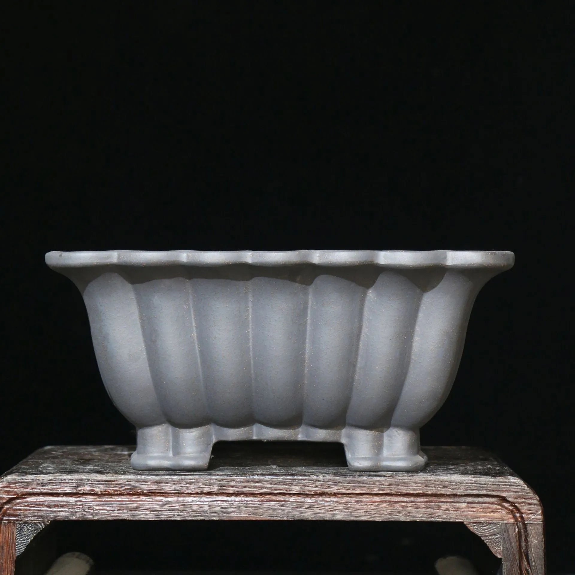 Square purple sand ceramic flower pot with classical design for desktop plant display