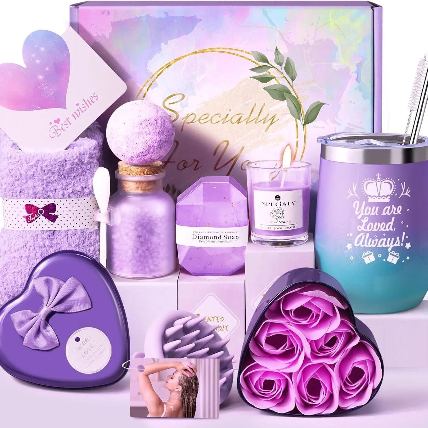 Soy wax aromatherapy candle bath set gift box in modern simplicity style with multiple colour suit options.