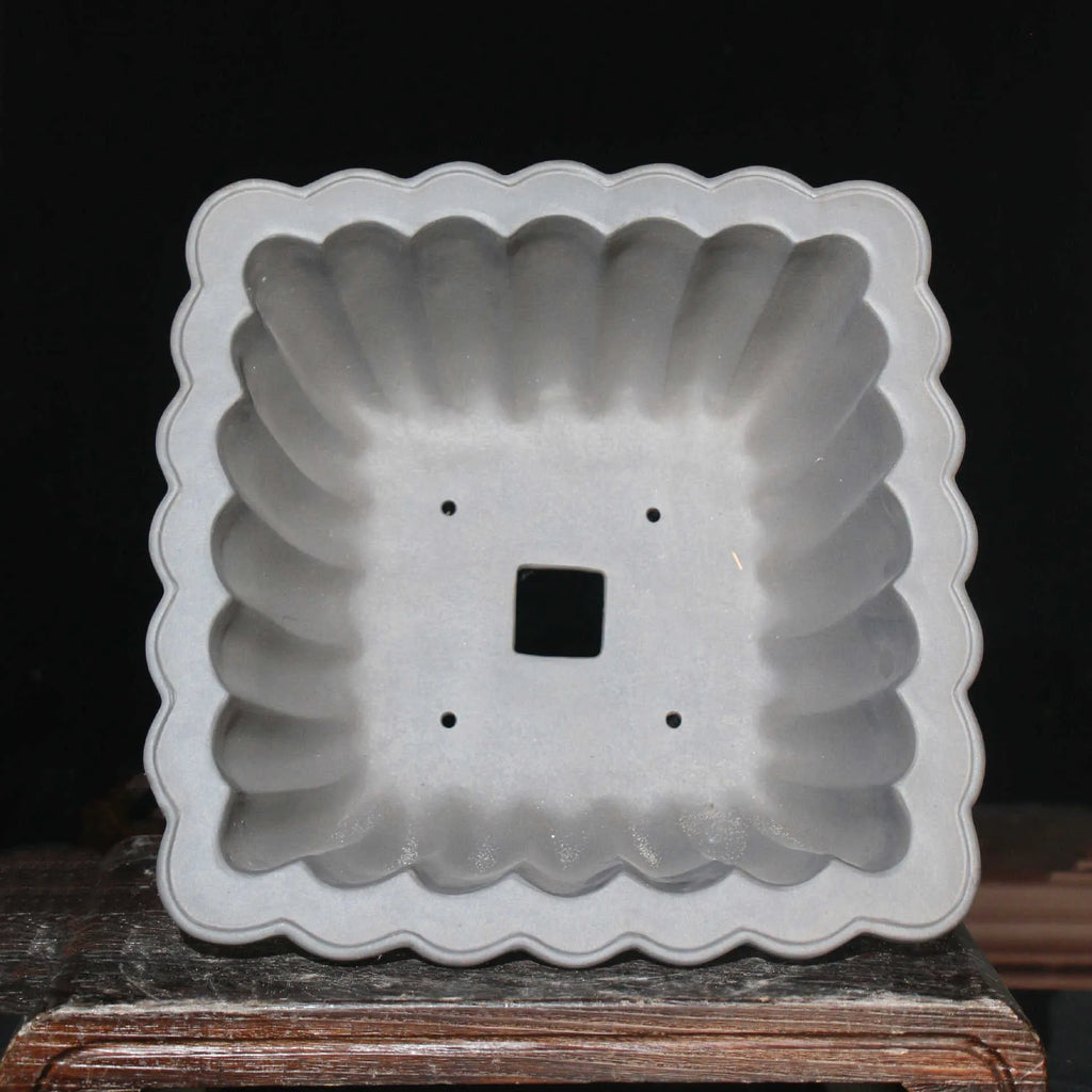 Square purple sand ceramic flower pot with classical design for desktop plant display