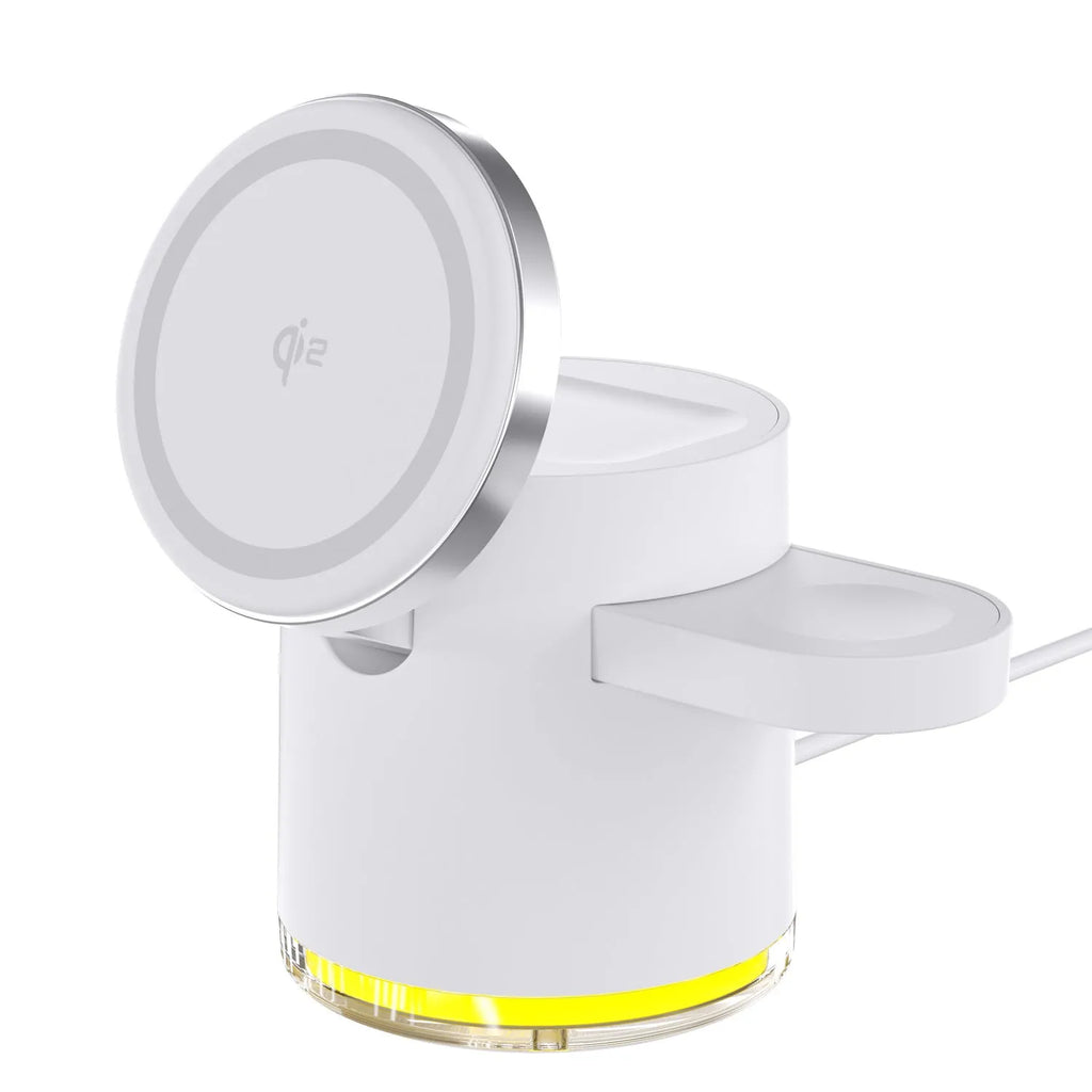 C16 portable magnetic three-in-one wireless folding charger in ivory white or black