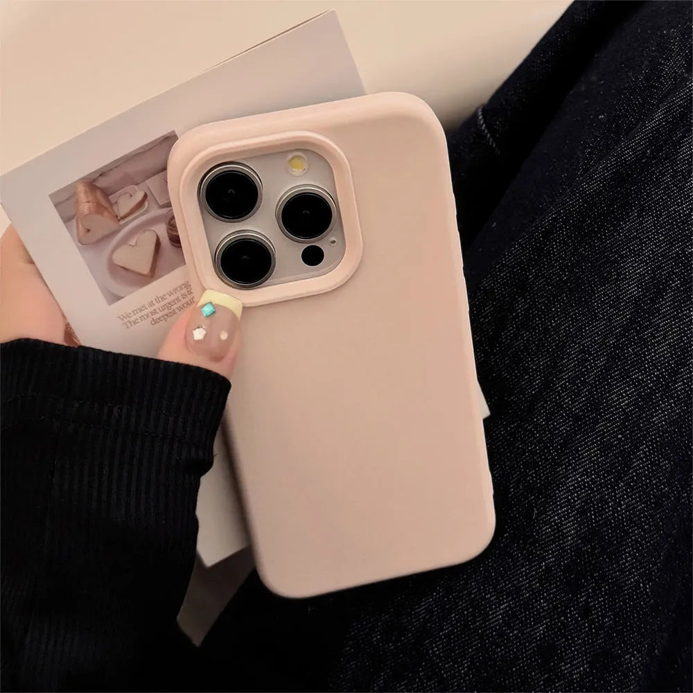 Pure Color Simple Advanced Silicone Phone Case for iPhone in bean purple, soft shell style