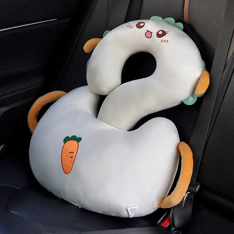65cm square cartoon animal car cushion pillow with question mark design showing hugging characters