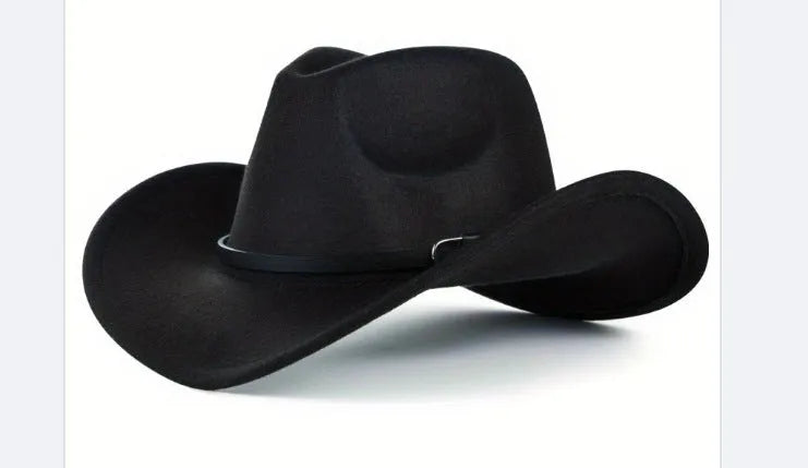 Brown leather velvet western cowboy hat with a curved brim and conical crown on a neutral background.