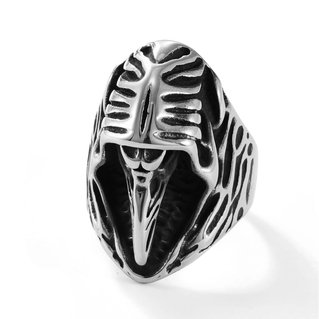 Stainless steel crow design geometric punk ring in MR166 colour