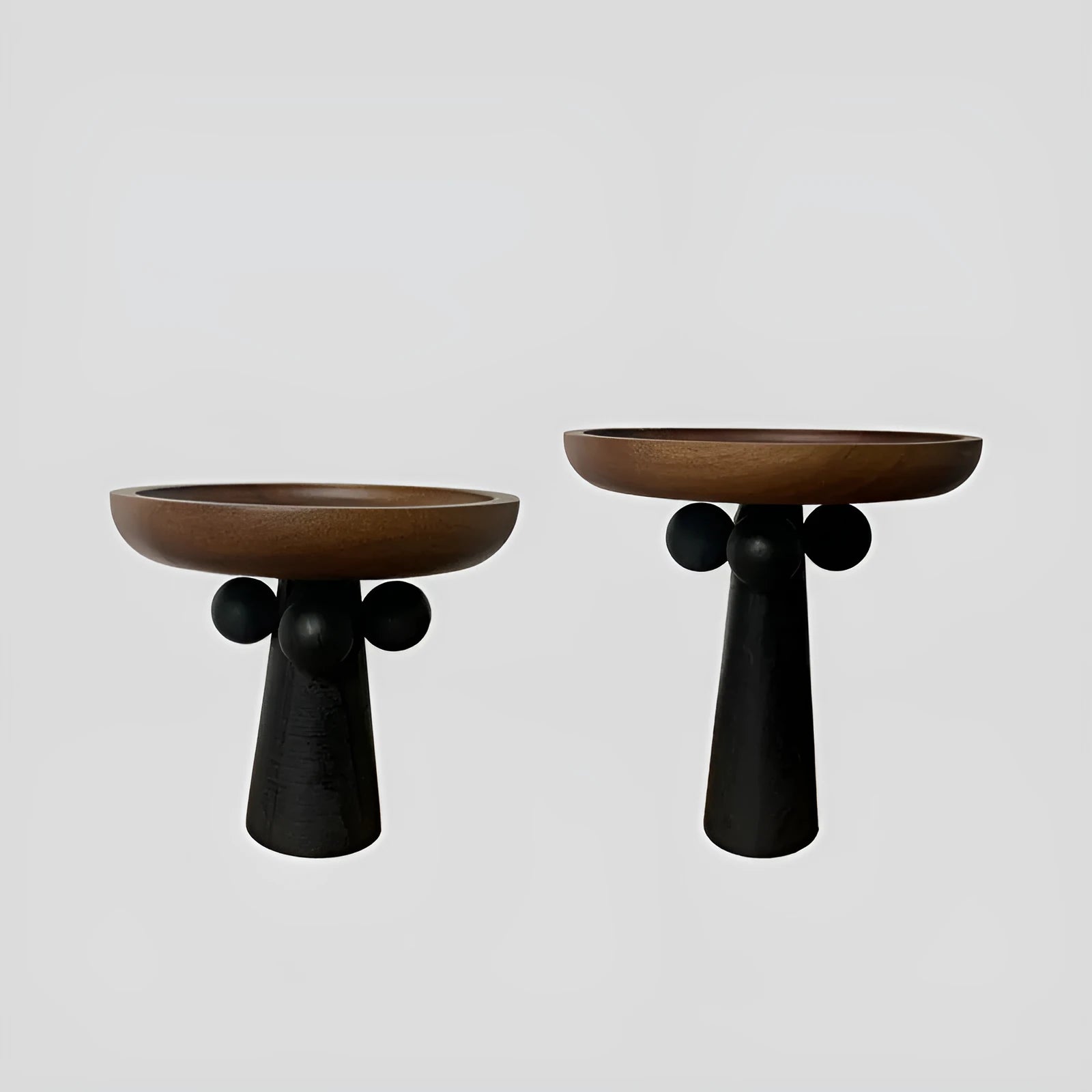 Nordic style round wooden tray with high legs for candle and aromatherapy display