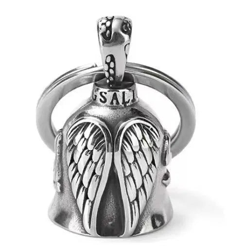 White angel wings necklace and keychain set with vintage electroplating finish