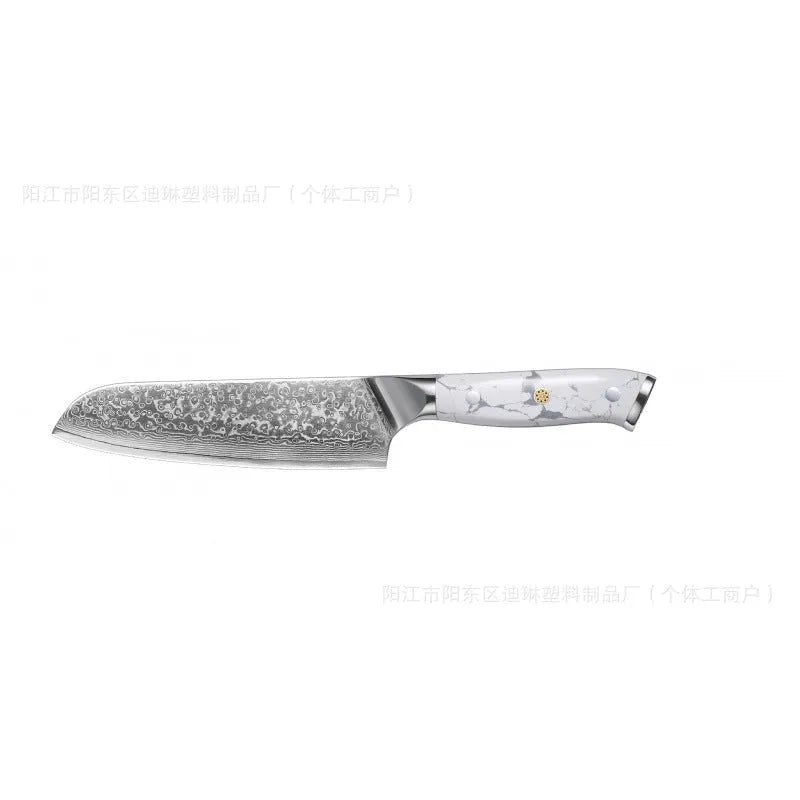Damascus combined chef knife with VG10 steel blade and modern simple design for kitchen use