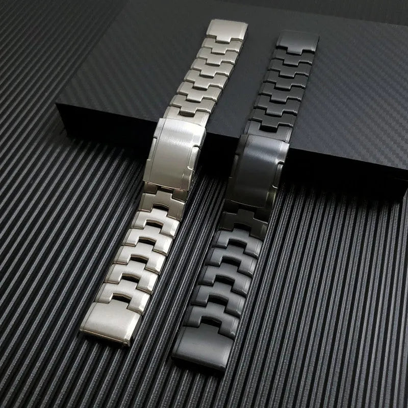 Garmin Jiaming Fenix compatible watch strap in black, shown with 22mm lug width