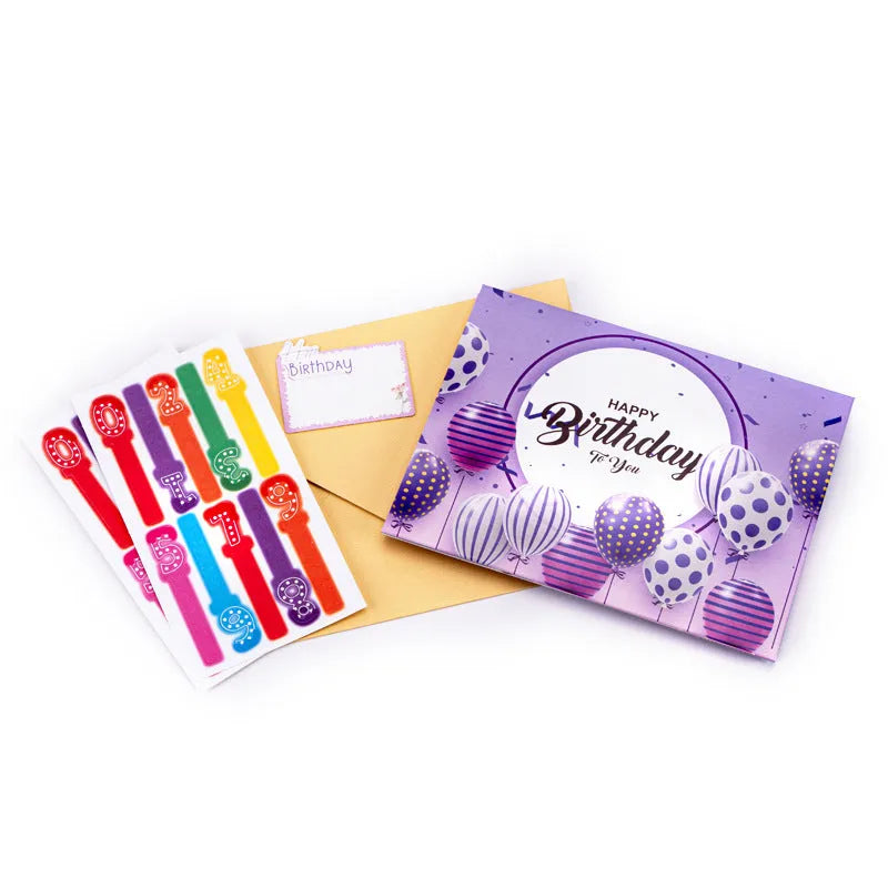 Chinese ink style greeting card with 3D cake design, manually folded, measuring 15 by 20 cm.
