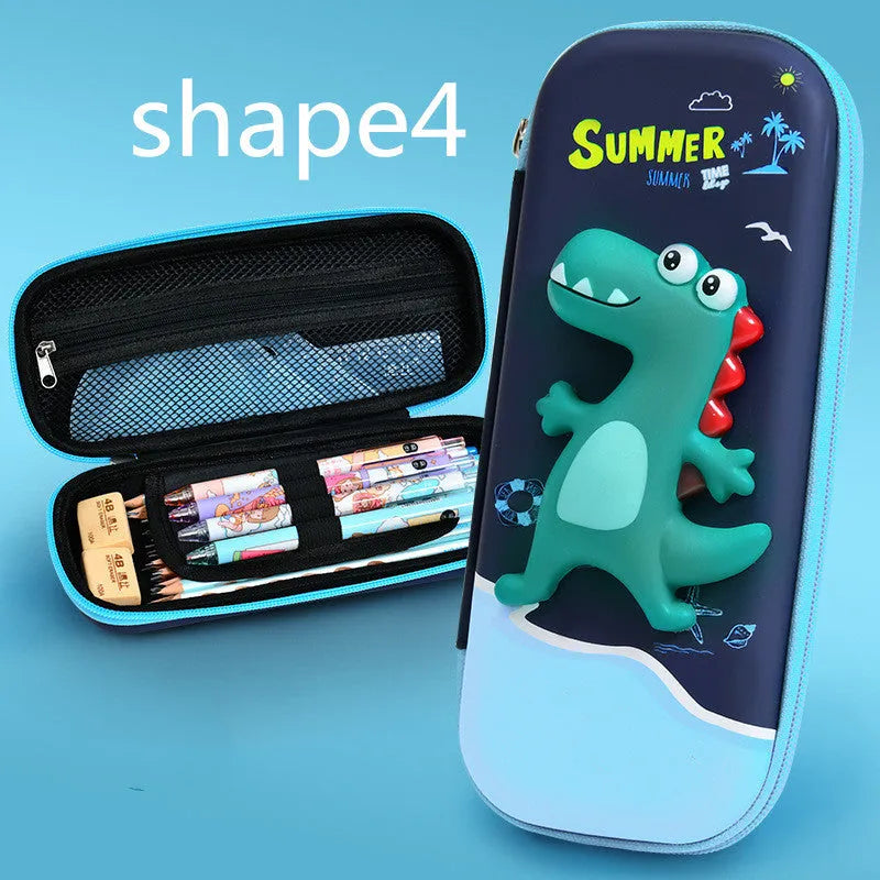 3D decompression EVA pencil case in dinosaur pattern, 24x11x4.5 cm, square Korean style