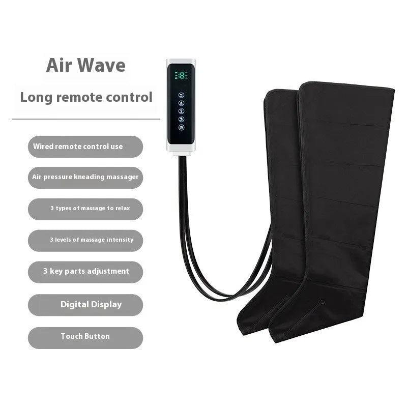 Black air wave leg massage boots fully wrapped calf and foot massager with touch control panel
