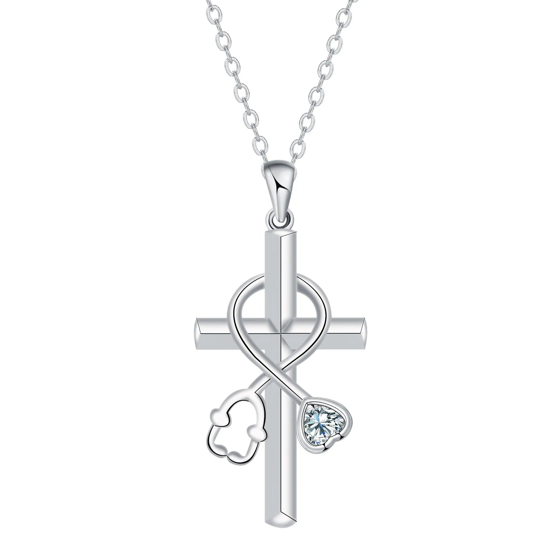 Copper stethoscope necklace with cross chain design for medical professionals