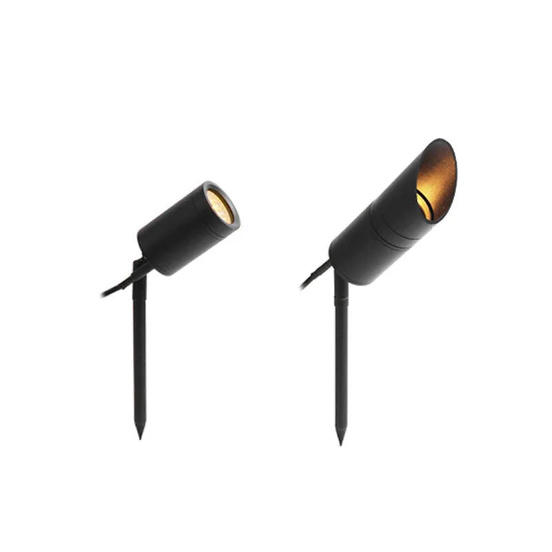 Aluminium outdoor ground lamp with spike base and plug-in cable for garden lighting