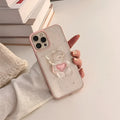 Simple bear bracket silicone TPU phone case for Apple iPhone, back cover in white colour