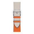 Cowhide PU leather watch band for Apple Watch in black with adjustable buckle
