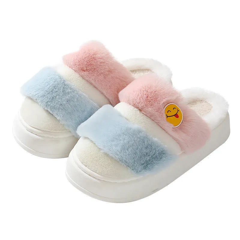 Thermal cotton slippers with plush upper in various colour blends showing oversleeve design