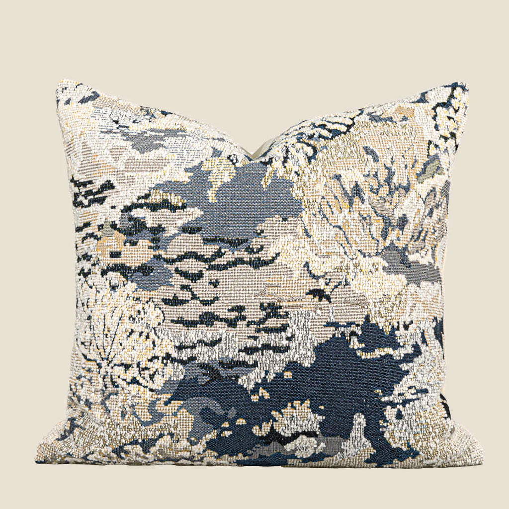 French style antique blue wool blend floral pattern cushion cover in 30×50cm or 50×50cm sizes