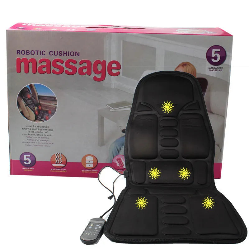 Black heating massage mat for infrared physiotherapy with variable speed control