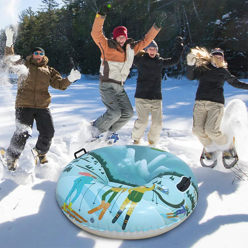 Outdoor winter PVC skiing ring with printed design in snow mountain pattern