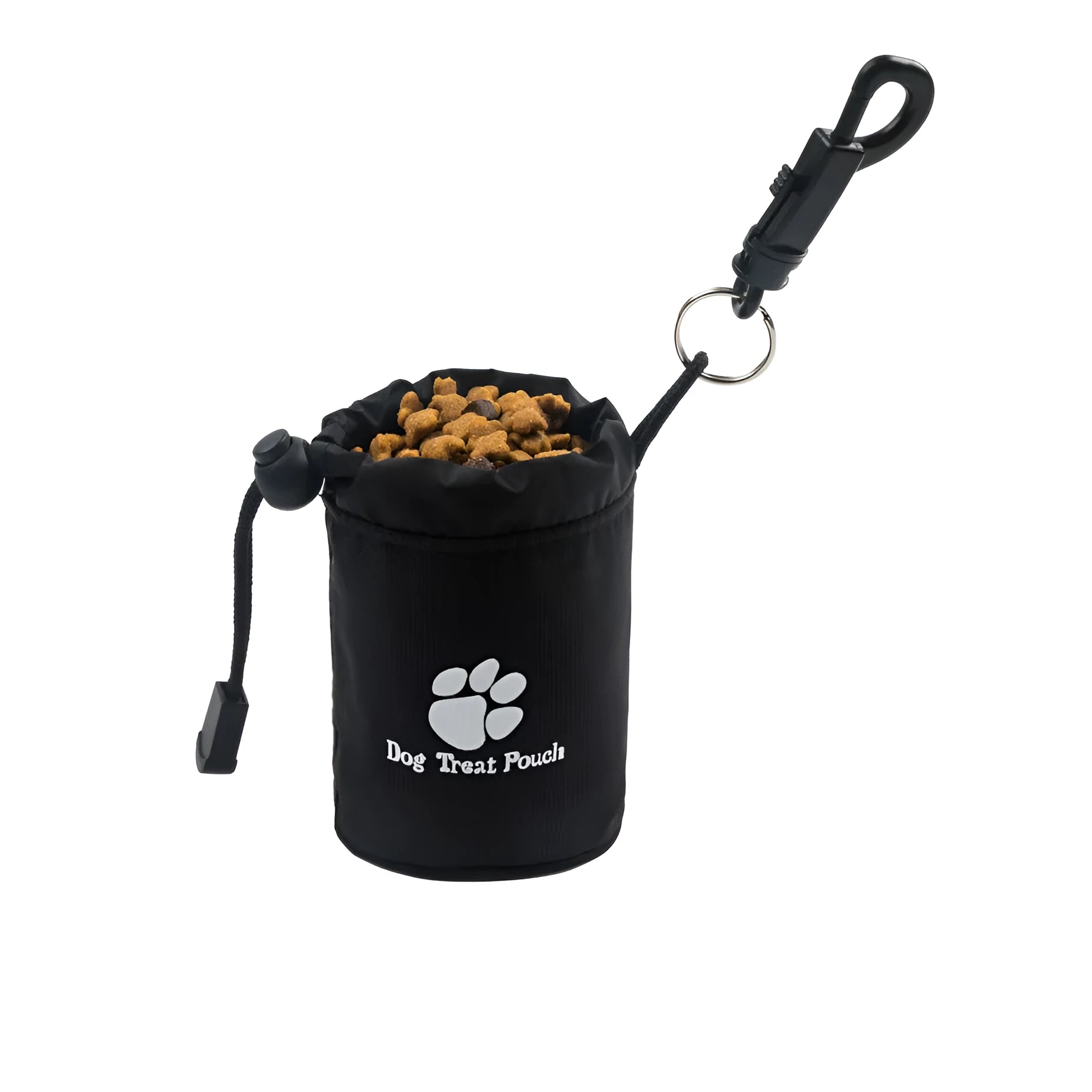 Mini nylon pet snack bag for dog treats in red, green, black, and blue colour options.