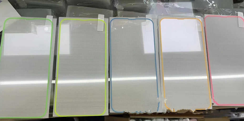 Fluorescent tempered glass screen protector for iPhone with luminous blue edges