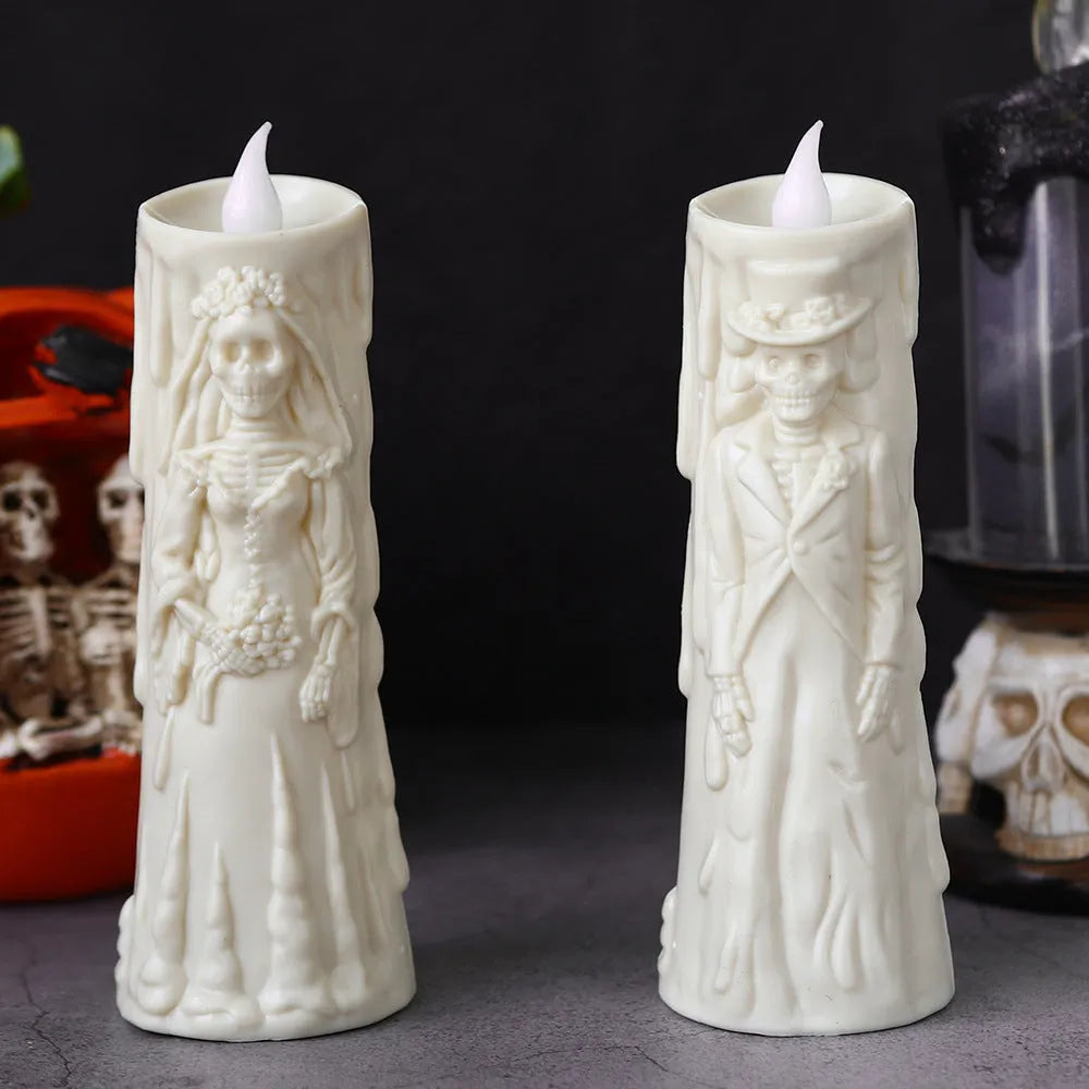 Halloween decoration ghost groom LED candle light in plastic with free size for spooky ambience