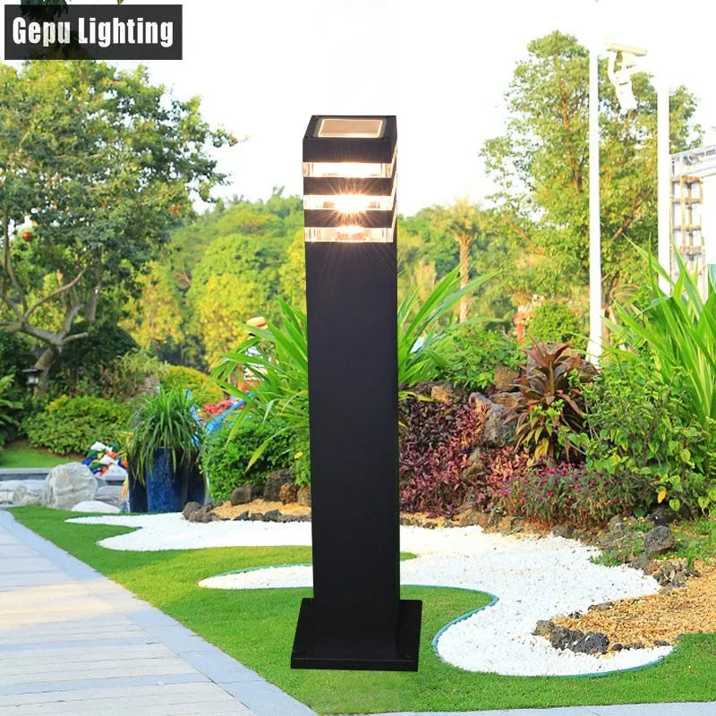 40cm high outdoor Chinese style lawn lamp with aluminium body and acrylic shade, IP65 waterproof, on grass