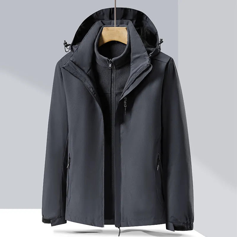 Men's three-in-one removable waterproof mountaineering suit in multiple colours for outdoor sports