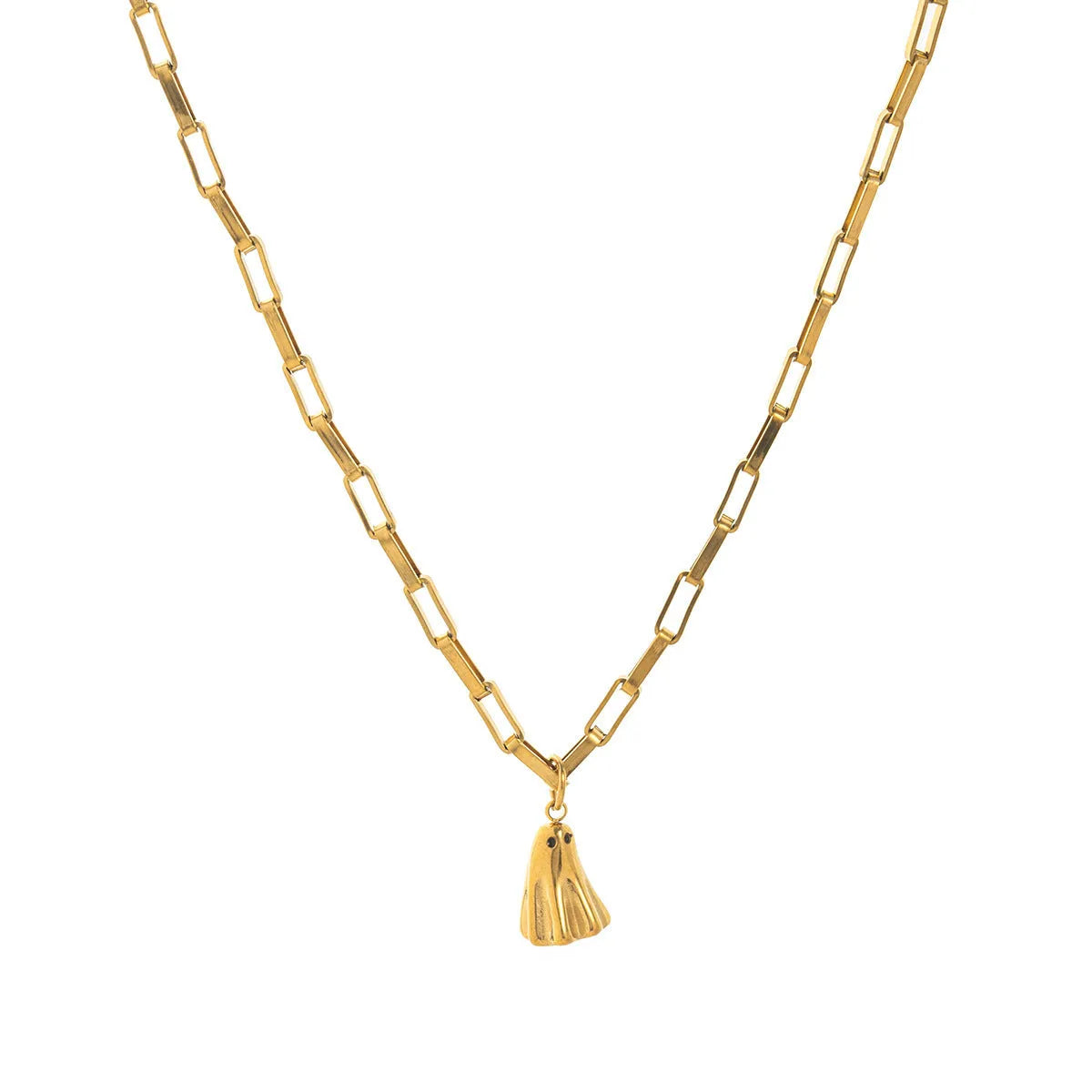 Ghost motif pendant necklace with titanium steel pendant and stainless steel chain options