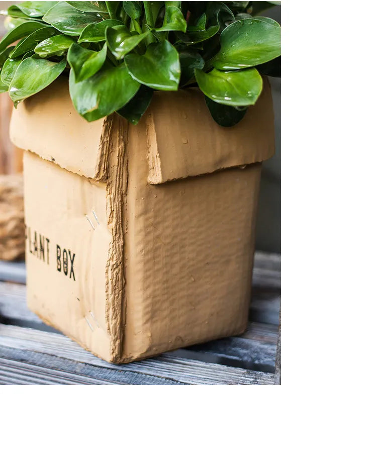 Cement flowerpot with bottom perforation in Nordic style for indoor balcony planting