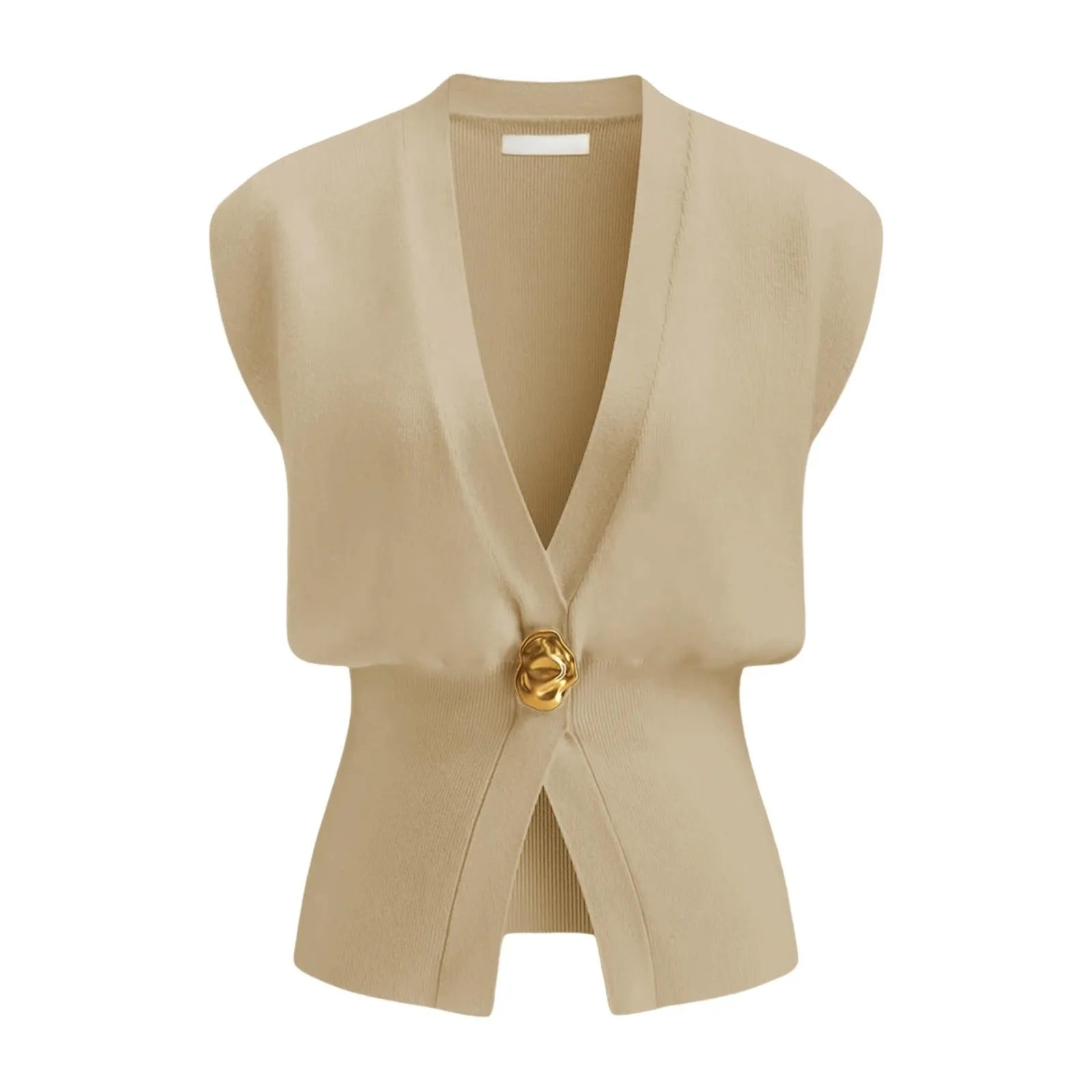 Women's loose fit V-neck button cardigan sweater in polyester knit fabric