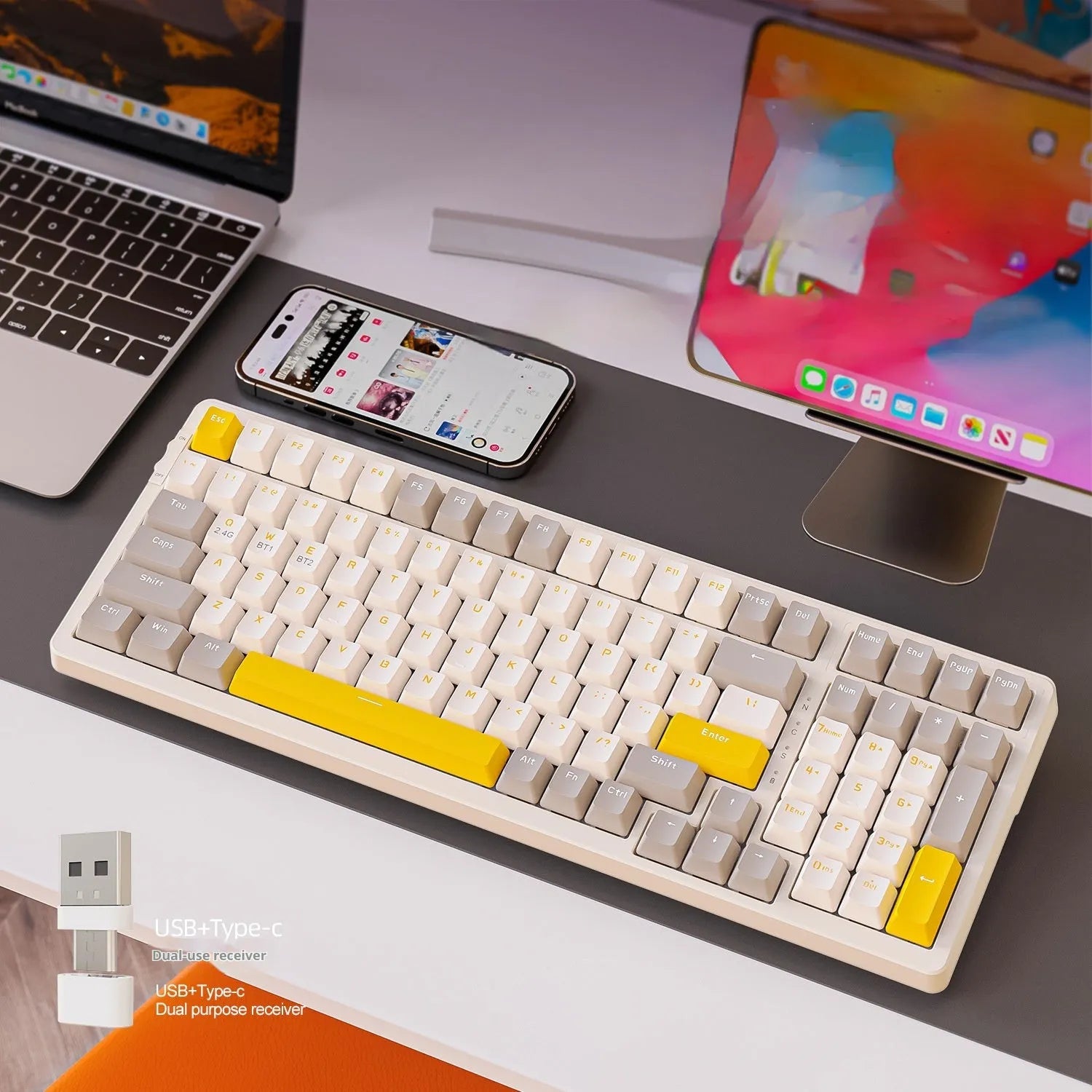 Free Wolf K96 Bluetooth dual-mode mechanical keyboard with red switches in four colour options