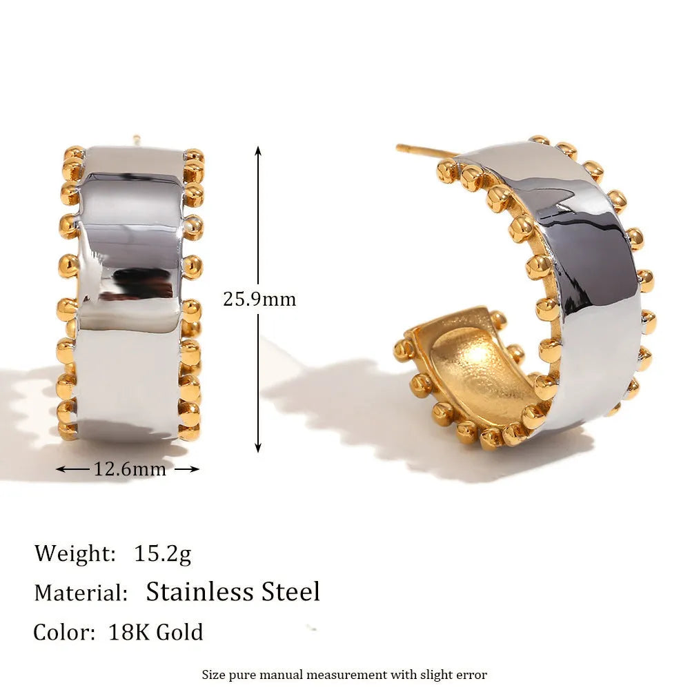 Geometric gold electroplated stainless steel jewellery set with earrings, bracelet and necklace
