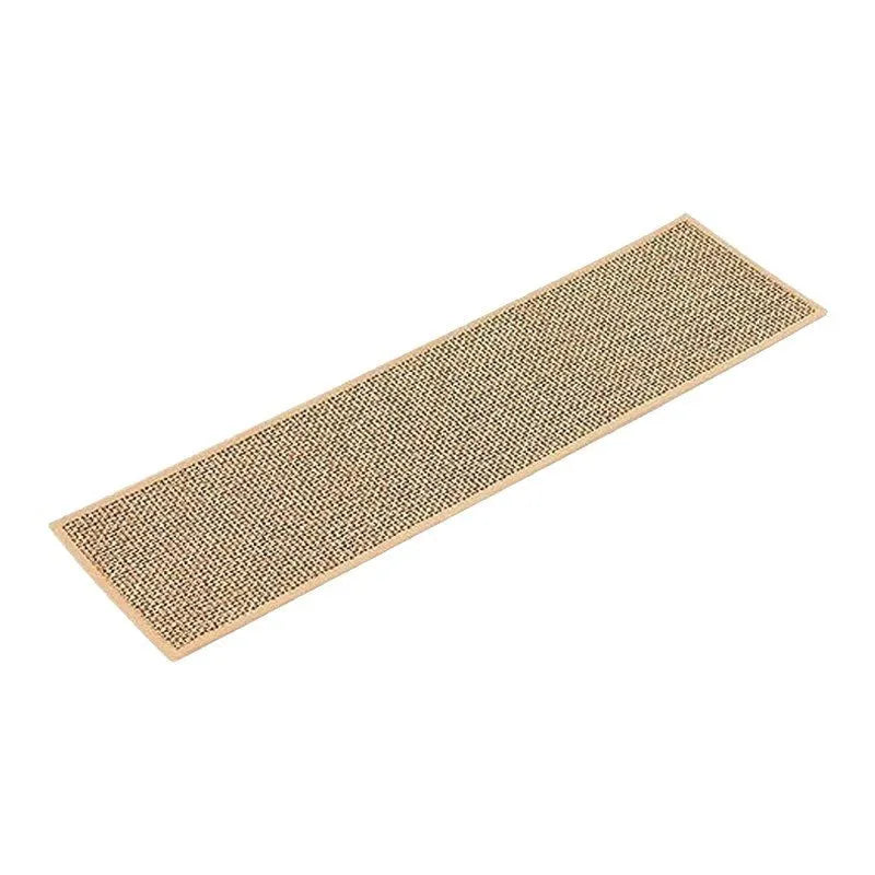 Japanese-style linen-look stair mat with non-slip bottom in camel colour on wooden stairs