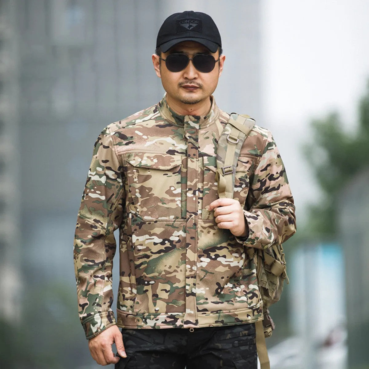 Bone Frog Peak Breaker tactical soft shell jacket in black for mountaineering and outdoor sports