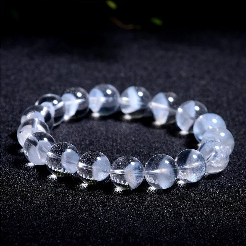 Women's white crystal pyramid bracelet with ruyi charm showing faceted beads in various size options