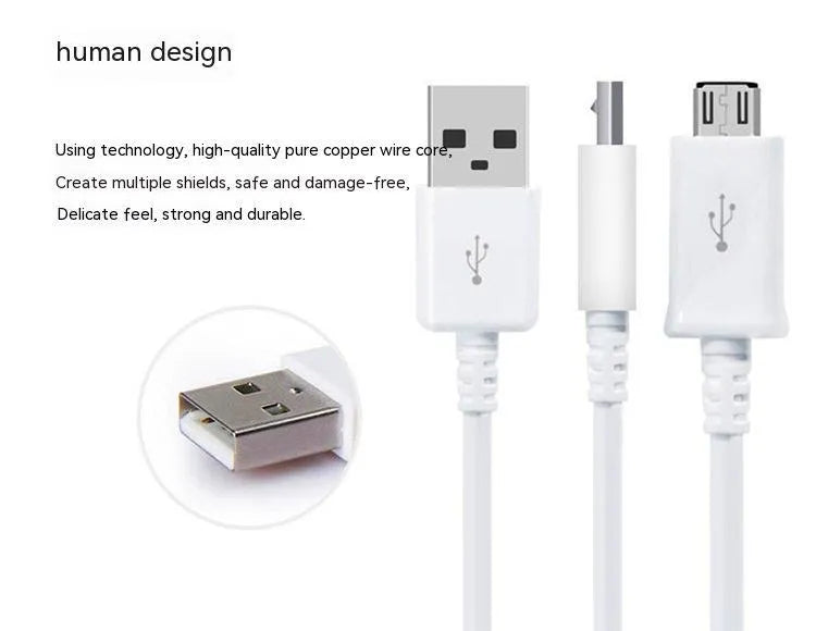 Black Android Micro USB data cable with 1 metre length for charging and data transfer