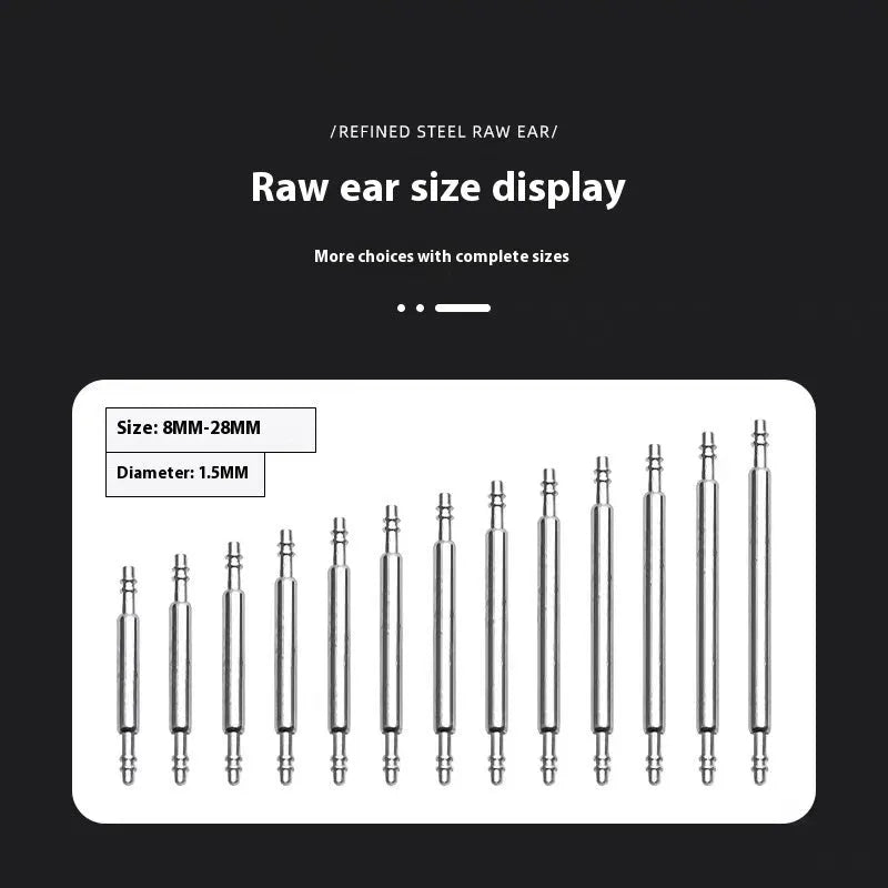 Watch bolt auricular needle spring shaft in sizes 21mm to 26mm