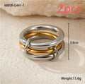 Stacked colour matching stainless steel ring with 18K gold plating for women in free size