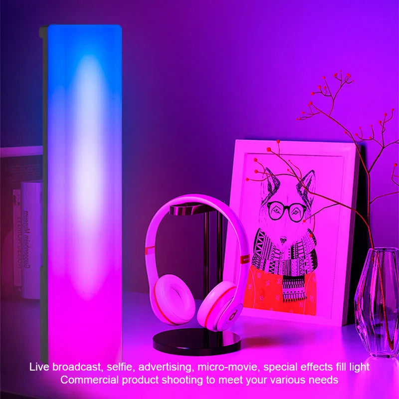 3D RGB tabletop ambience lamp with voice-activated rhythm lighting in black shell