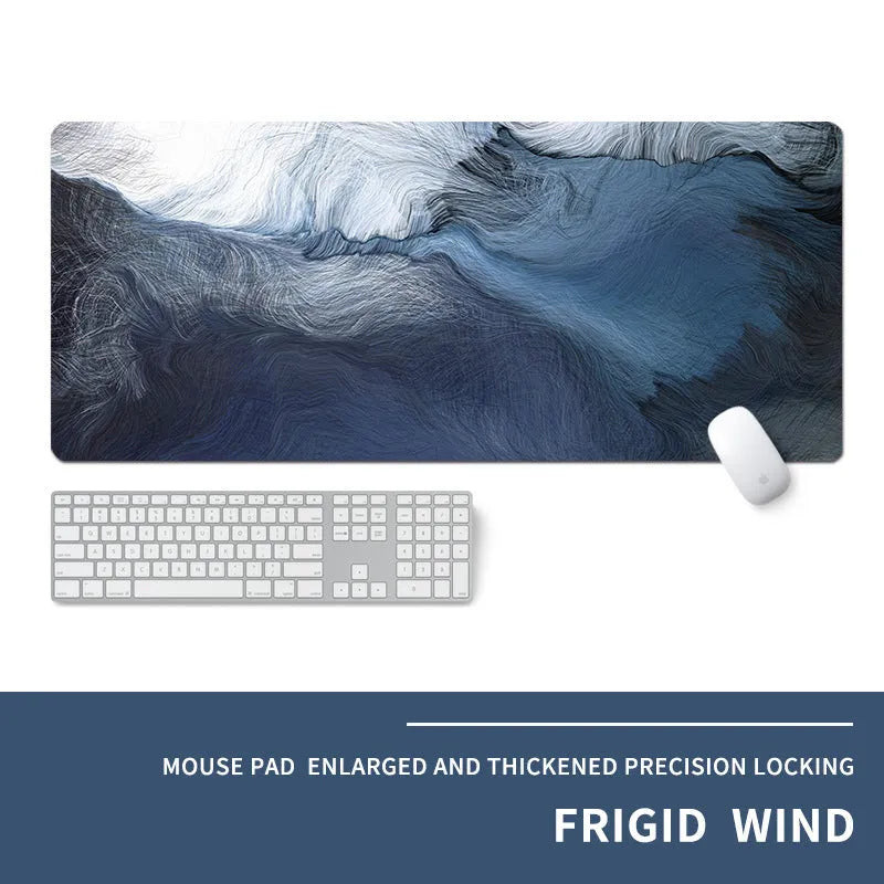 Oversized gaming mouse pad with thermal transfer printed cold style design on natural rubber base